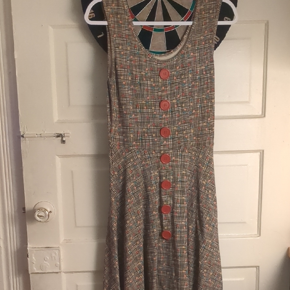 Effie's Heart Plaid Midi Dress with Red Accents